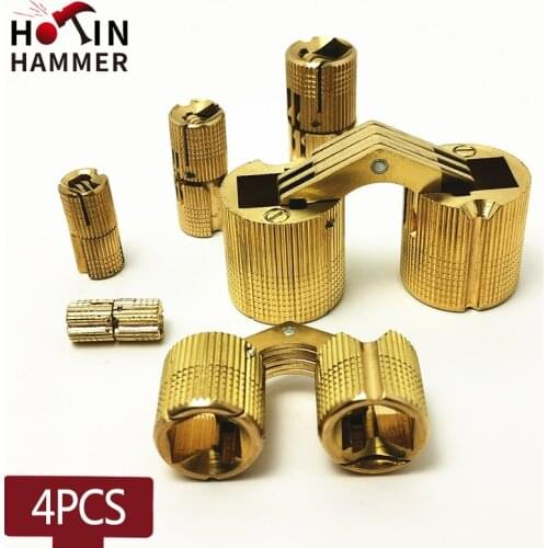 4pcs Copper Brass Furniture Hinges 8-12mm Cylindrical Hidden Cabinet Concealed Invisible Door Hinges For Hardware Gift Box