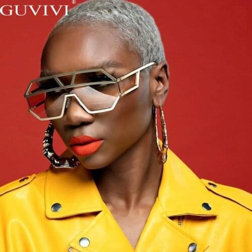 Fashion Oversized Sunglasses Women One-piece Retro Men Sunglasses Square Vintage Sunglasses Brand Designer Steampunk Eyewear