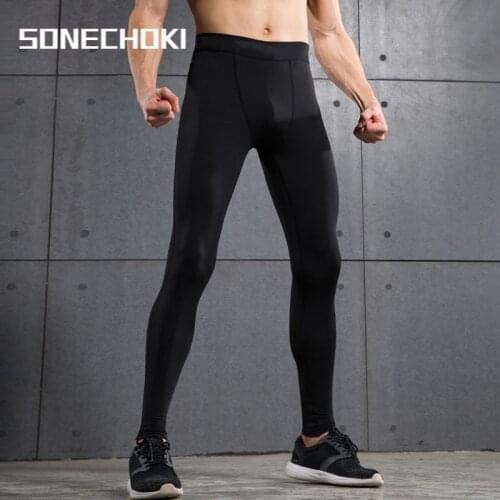 Mens Gym Compression Leggings Sport Training Pants Dry Fit Running Tights Fitness Basketball Jogging Workout Trousers Polyester