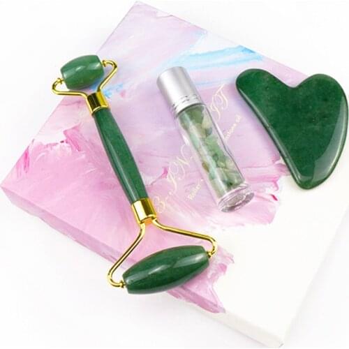 H Jade Rollers Face Massage Set Kit Skin Roller Eyes and GuaSha Set Skin Care Helps Reducing Drainage Puffiness Wrinkles sy998