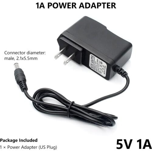 2020 New AC100-240V To DC 5V/1A Power Supply Charger Adapter US EU Plug DC 5V 1A Charger For Wireless Router LED Strips String