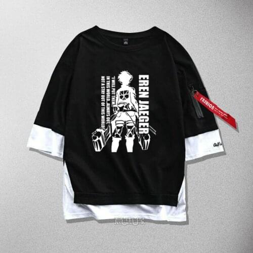 New Anime Attack on Titan t-shirt cosplay costume fashion Fake two piece t shirt tops
