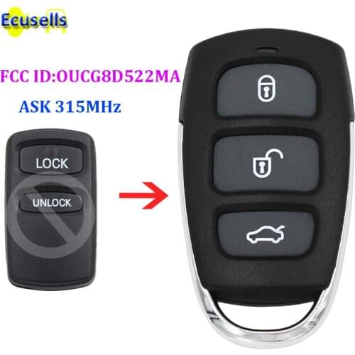 Upgraded Remote Car Key 315MHz for Mitsubishi Triton MK Series 2002-2006 FCC ID:OUCG8D522MA