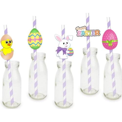 Easter Party Straw 25PCS For Paper Straws Birthday Decoration Party Festive Supplies Paper Drinking Straws Event Supplies