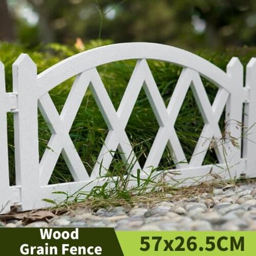 Garden PP White Artificial Fence Courtyard Indoor Retro Rhombus Wood Grain Fence Outdoor Backyard Decoration (4 Piece/Set)