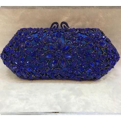 Clear Striped Women blue Crystal Clutch Evening Bag Wedding Party Cocktail prom Rhinestone Metal gold/red Handbag Purse