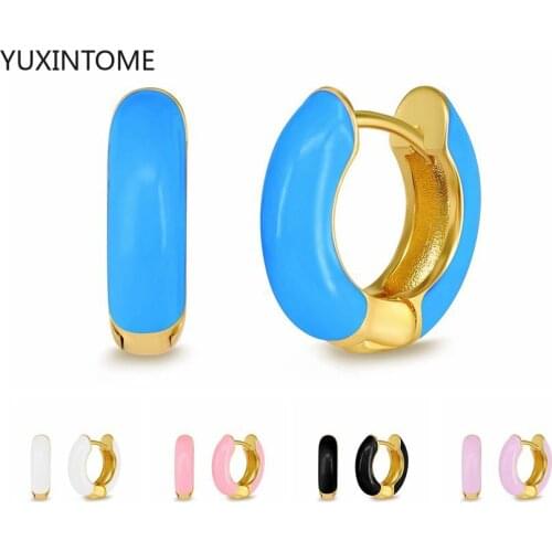 925 Silver Ear Buckle For Women Earring Colorful Oil Hoop Earring For Anniversary Party Gift Piercing Pendientes orecchini donna