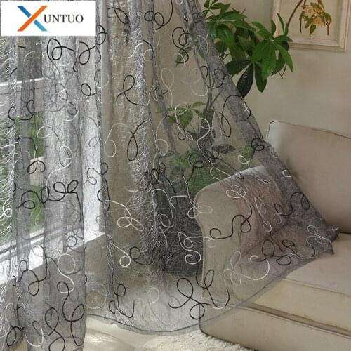 Modern Embroidered Tulle Curtains for Living Room Bedroom Voile Curtains in the Kitchen for Window Treatment Fabric Drapes