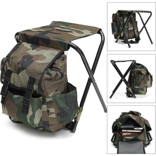 Fishing Chairs Large Capacity Folding Chair Backpack Outdoor Camouflage Folding Chair Backpack Camping Fishing Accessories