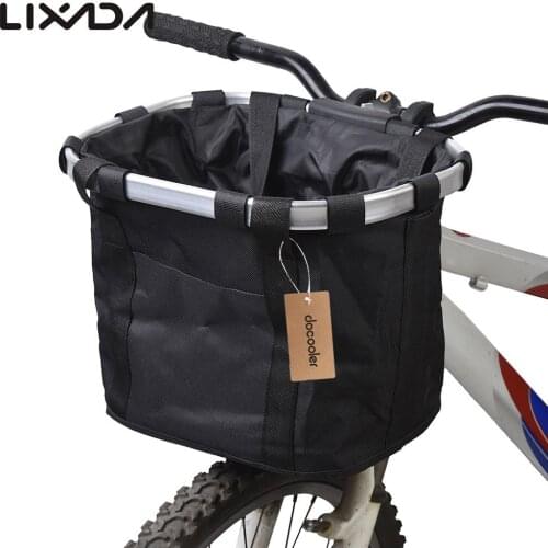 Lixada Bicycle Basket Pouch Bike Bags Bicycle Front Bag Pet Carrier Bicycle Basket Cycling Front Carrier Bag Aluminum Alloy