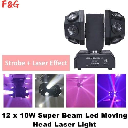 High Quality 12X10W Super Beam Led Moving Head Laser Light With Double Ball For Dj Disco Birthday Wedding Christmas Decoration