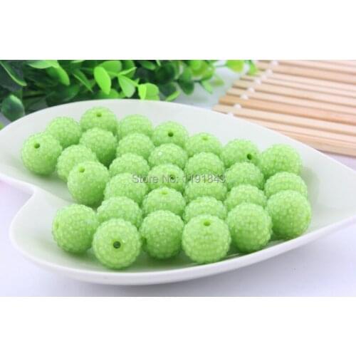 Kwoi vita Lime Green Clear Rhinestone 20mm 100pcs Chunky Resin Rhinestone Beads Ball Orange for Kids Girls Jewelry Making