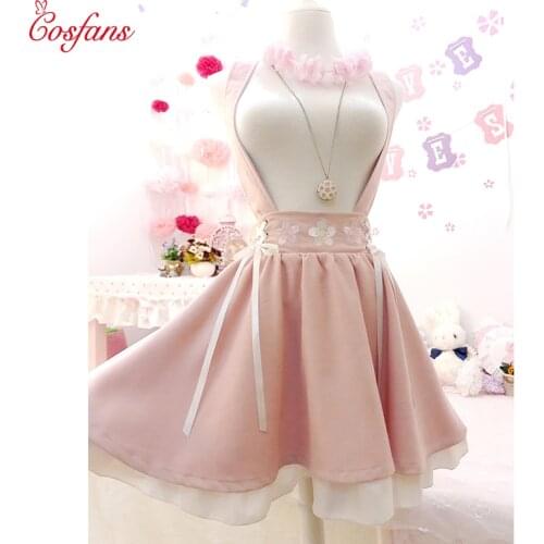 Japanese Style Sweet Lolita lovelive cosplay Girls Short Skirt Sakura Embroidery Young Girl Bestie Ribbon Suspender Skirt Women