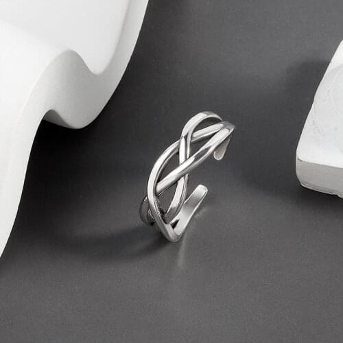 VENTFILLE 925 Sterling Silver Simple Trend Retro Winding Womens Ring