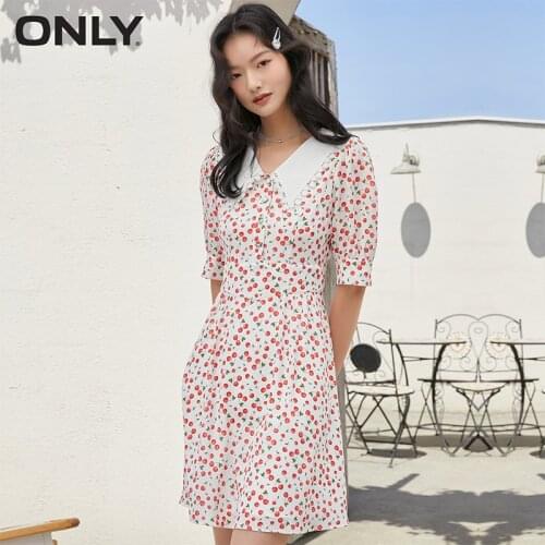 ONLY 2021 summer doll collar printed short-sleeved dress women | 121207108