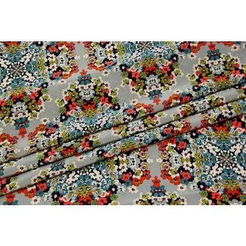 0.5meter small flowers silk crepe DE chine cotton and linen fabrics print fabric for skirt dress 1pc= 50*110cm