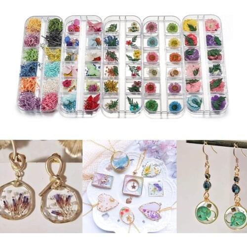 1 Box 12 Style Real Dried Flower For Epoxy Resin Molds Fillings Nail Art Flower Pendant Necklace Jewelry Making Craft Supplies