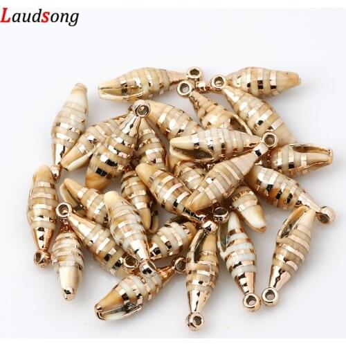 10Pcs Acrylic Golden Spiral Shell Charms For Jewelry Making DIY Bohemia Bracelet Necklaces Shells Pendants Accessories 9x30mm