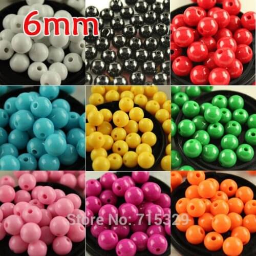 100pcs 6mm Acrylic Charm round loose candy spring colors loose Beads Spacer pk color Jewelry Making