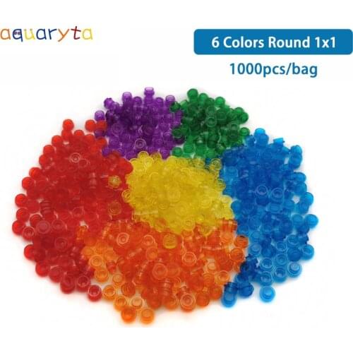 Aquaryta 1000pcs Building Blocks Round 1x1 Straight Side DIY Enlighten Building Bricks Sets Compatible with Logo 4073 Gift Toy