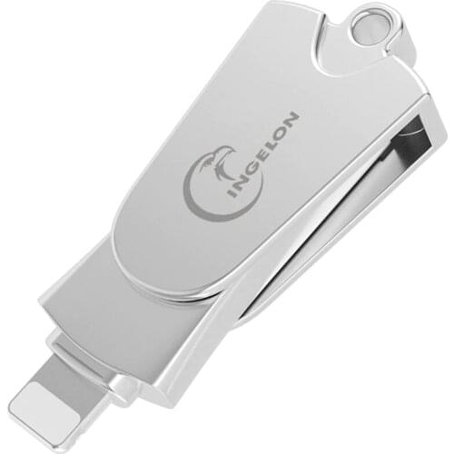 Ingelon Metal Micro SD Card Reader Memory Card 2in1 USB2.0 MicroSD lighting Swivel Cardreader for iPad iPhone Computer TF Reader
