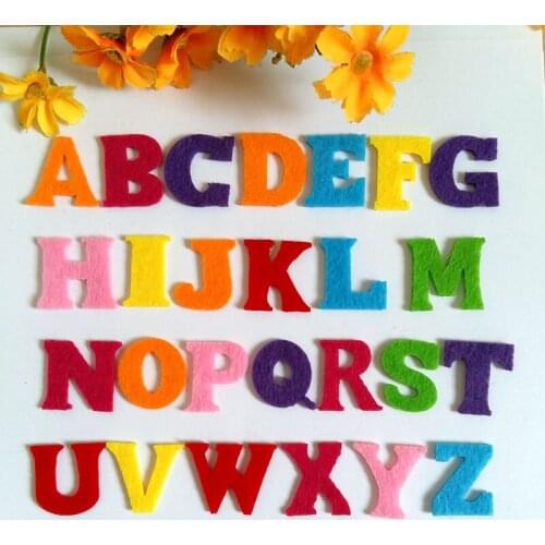 200PCS/lot Padded Random Mixed Color Alphabet Shape Felt Appliques for kids accessories /decoration / craft Sewing Supplies