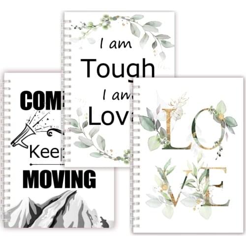 A5 Spiral Notebook Note Book - Faith Belief Love God Bless Luck - Dream Motivational Inspirational Flower Quote Never Give Up