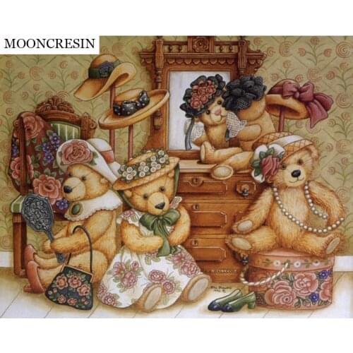 5D Diy Diamond Painting Cartoon Teddy Bear Full Diamond Embroidery Cross Stitch Mosaic Picture Rhinestone Home Decor Baby Gift