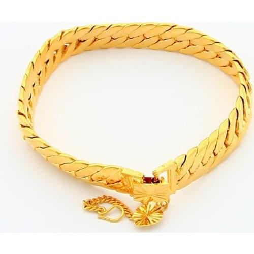 Free Shipping 24K Gold-color Chain Bracelets Jewelry Srebrna bransoletka pulsera de plata