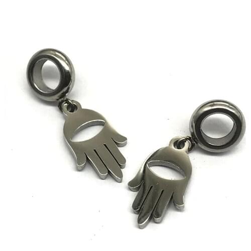 316l Stainless steel Buddha Hand Dangle Charms Beads European Big Hole Pendant for Jewelry Making Wholesale