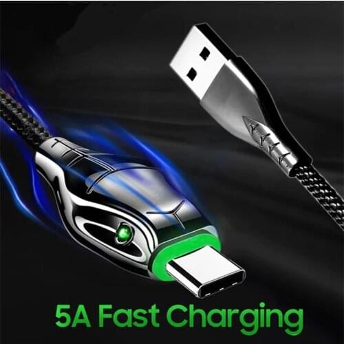 Fast Charging 5A USB-C Cable Cord Snake head glows Cord usbC For Samsung Huawei P40 P40 pro Xiaomi charger 5A Type C Cable
