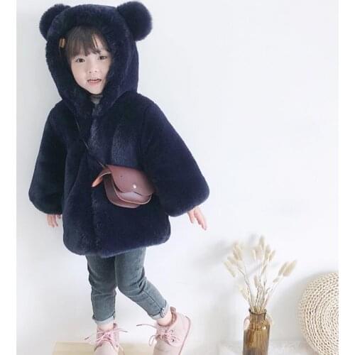 Childrens Clothing 2021 New Autumn Winter Fashion Thicken Warm Outerwears Kids Boys and Girls Zipper Solid Faux Fur Coats C10