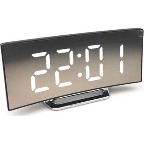 Electronic Alarm Clock Noiseless Design Digital LED Large Display Mirror Power off Memory Function AAA Not Batteries Glow Clock