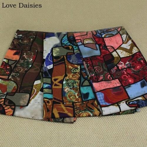 Cotton/Linen Ethenic GREEN BROWN RED Geometric Colorfulcloud Fabric for DIY Handwork Decor Tablecloth Apparel Craft Bag Cushion