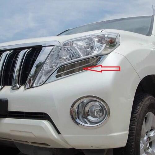 For Toyota Land Cruiser Prado LC150 FJ150 2014 2015 2016Chrome Headlight Trim Car Styling Tuning Accessory