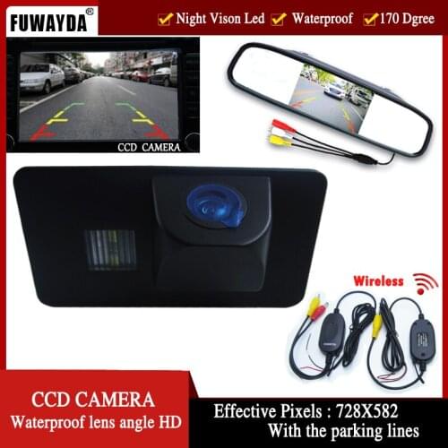 FUWAYDA WIFT CCD Car Rear View Camera for BMW E81 E87 E90 E91 E92 E60 E61 E62 E63 E64 X5 X6 with 4.3Inch Rearview Mirror Monitor