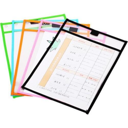 1pc Reusable Dry Erasable Pockets Transparent Write And Wipe Drawing Board Dry Brush Bag File Pocket For Teaching Kids Pastels