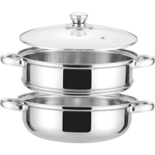 28CM Two-layer Soup Stock Pots With Steamer Stainless Steel Three-layer Multi-purpose Multi-function Cooking Pot