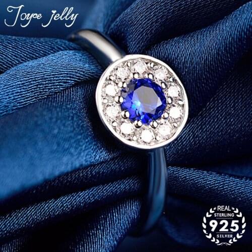 JoyceJelly Trendy Rings for Women 925 Sterling Silver Ajustable Wedding Jewelry Ring Sapphire Gemstone Wedding Gifts Wholesale