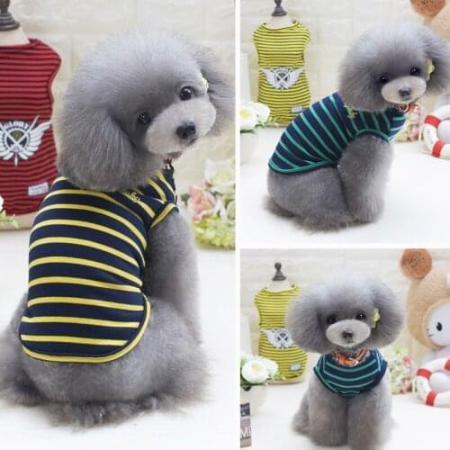 Fashion Striped Dog Clothes Breathable Cotton Puppy Summer Clothing T Shirt Elastic Loose Small Pet Cat Dogs Vest M-2XL