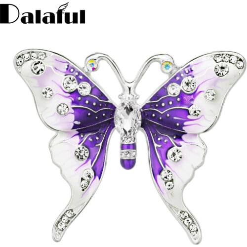 Dalaful Trendy Butterfly Brooches Beautiful Rhinestone Colorful Enamel Scarf Buckle For Women Party Wedding Brooch Pins Z045