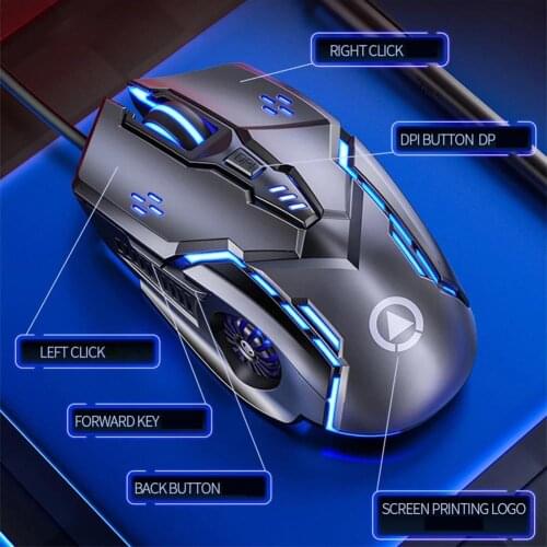 ABS G5 Wired Gaming Mouse Colorful Backlight 6 Button Silent Mouse 4-Speed 3200 DPI RGB Gaming Mouse For Computer Laptop Mice