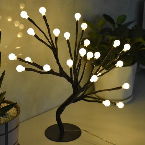 Desk Top Tree Shaped LED Table Light USB Powered Rose Flower Star Cherry Blossom Decor Table Lamp Christmas Kid Room Night Light