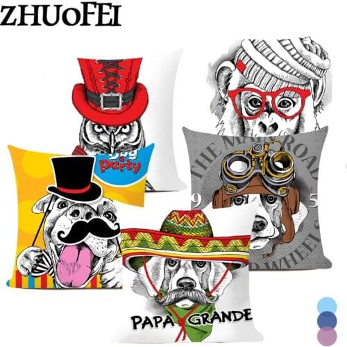 Funny Dogs Printde Cushion Covers Living Room Sofa Decorative Throw Pillow Cover Cartoon Pets Polyester Pillowcase 18*18cm C0003