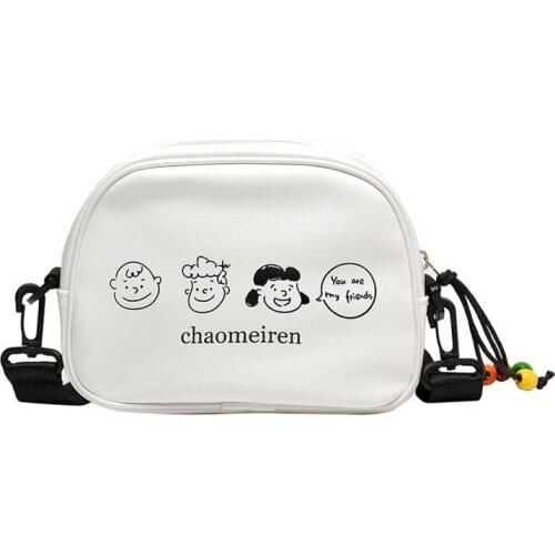 New Preppy Style Cartoon Printed Shoulder Bag PU Leather Womens Luxury Handbag Flapbolso Mujer Crossbody Bag