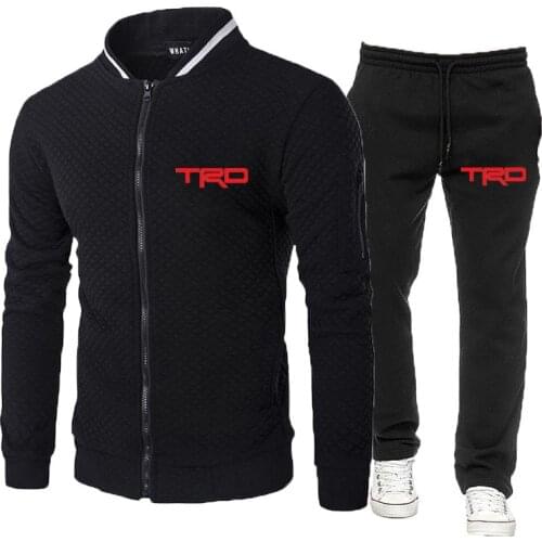 2021 New Mens Toyota TRD Motorsport 2 Pieces Fitness Suit Tracksuit Hooded Sweatshirt+Pants Pullover Hoodie Sportwear Suit