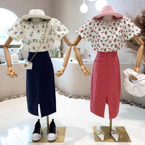New Womens Clothing Summer 2021 Fashion Versatile loose split T-Shirt Top + simple Plaid printed casual pants Two piece set
