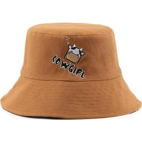 Doitbest Double sided wear Cotton Big Brim woman Bucket Hats For Women Cows Girls Beach Travel Fisherman Hat Foldable mens Caps