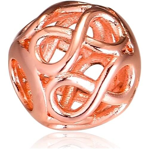 Fits for Pandora Bracelets Infinite Rose Beads 100% 925 Sterling Silver Jewelry Charms Free Shipping