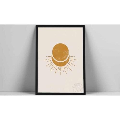 Crescent Moon Art Print | Abstract Moon Wall Art | Minimal Modern Celestial Art | Sun And Moon Poster | Sunburst Wallntinuce as
